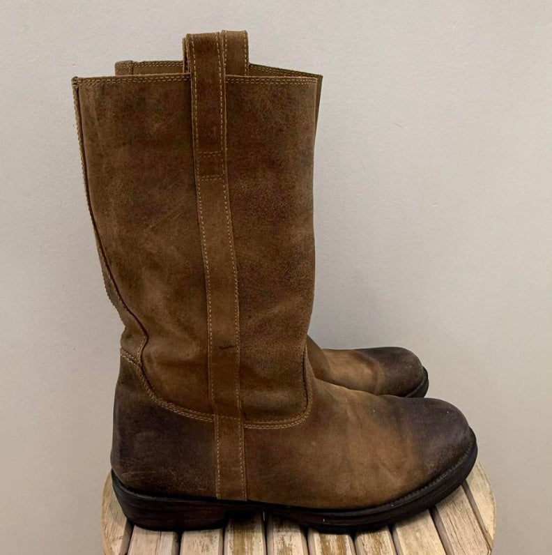 Brown suede boots