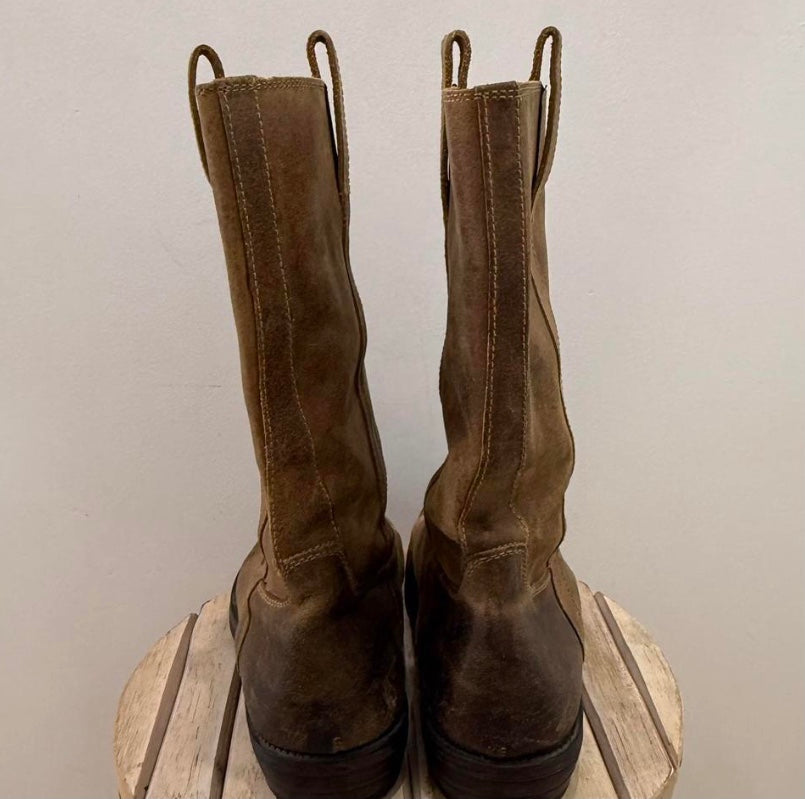 Brown suede boots