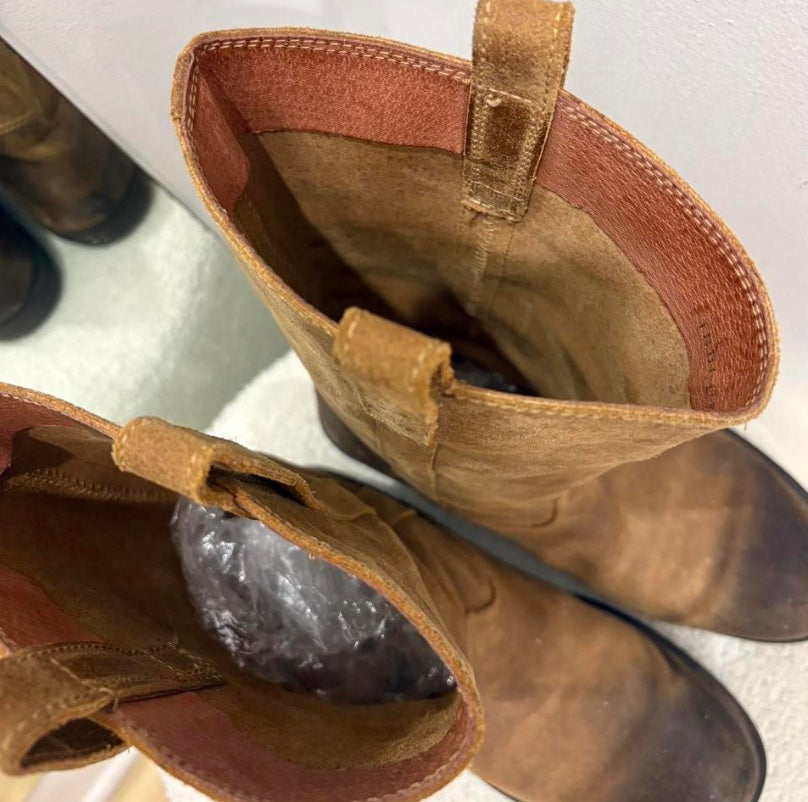 Brown suede boots