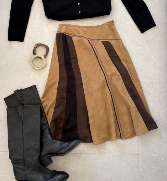 Vintage Suede Striped Skirt