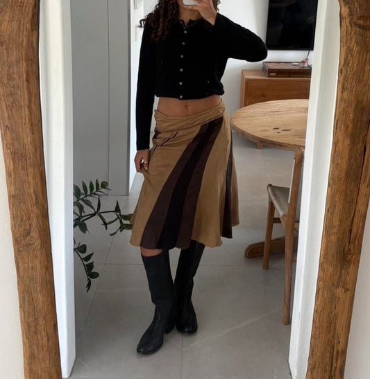 Vintage Suede Striped Skirt