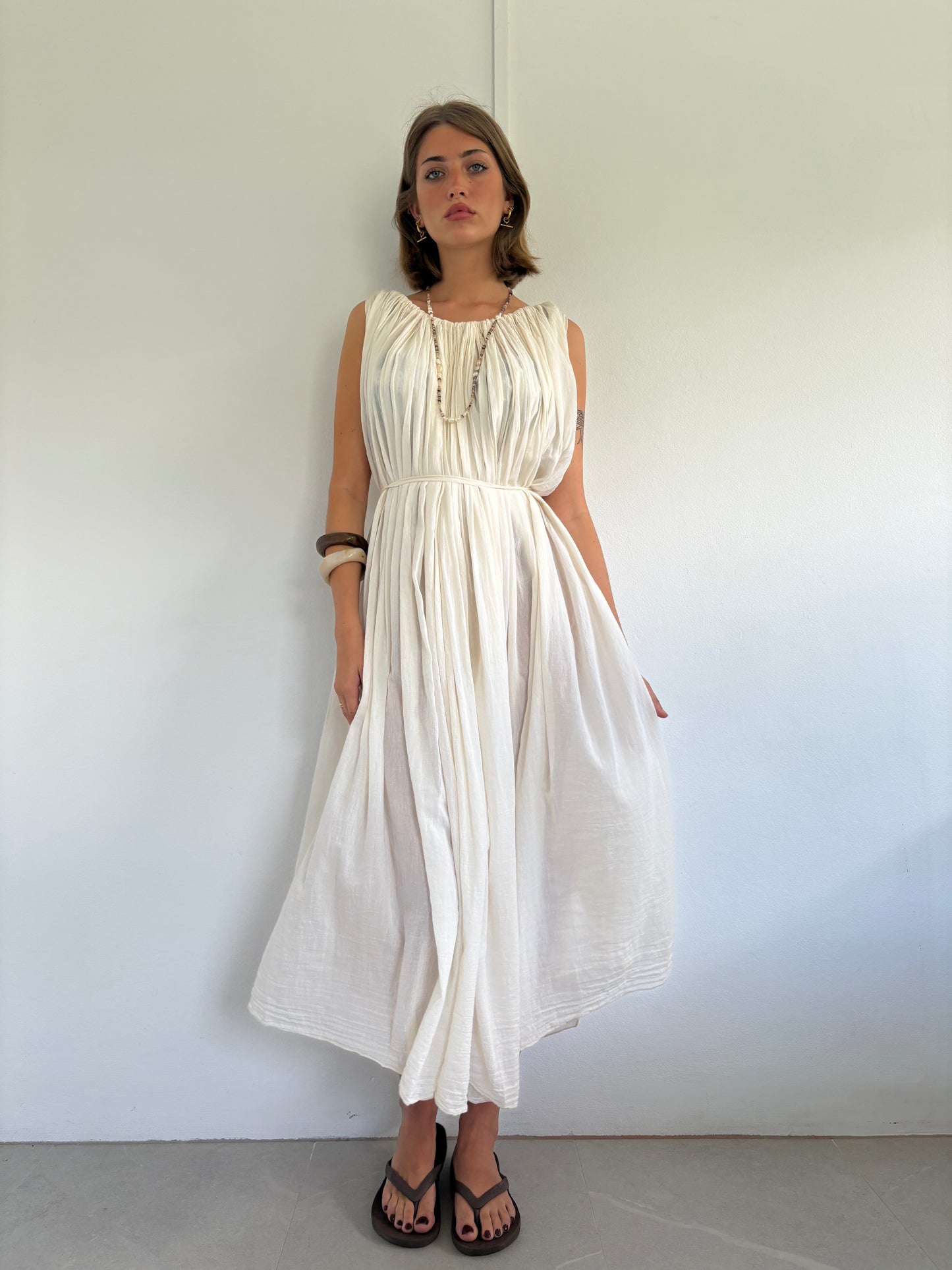 Italian Cotton Dress - Cream