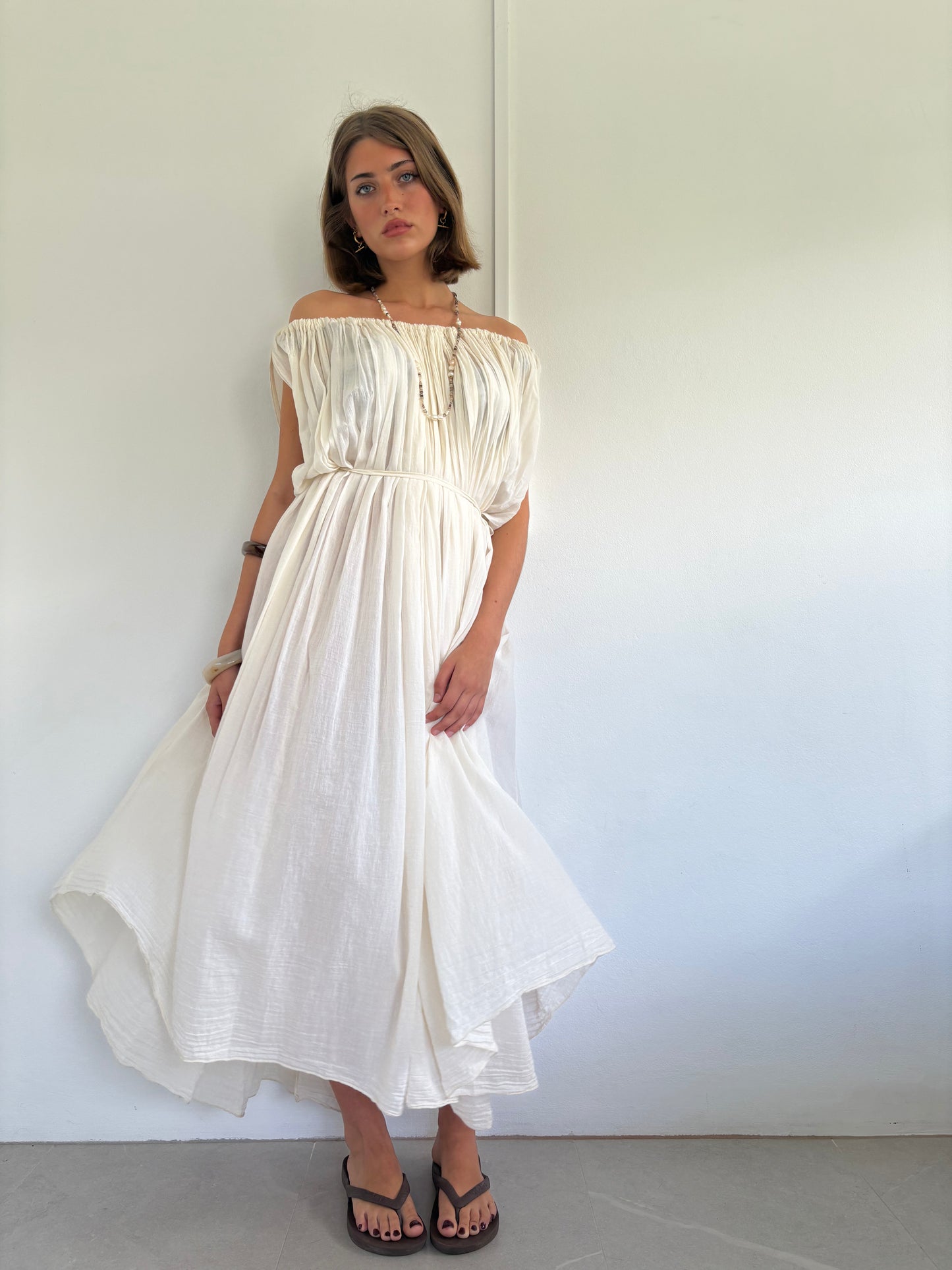 Italian Cotton Dress - Cream