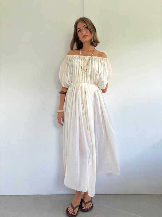 Italian Cotton Dress - Cream