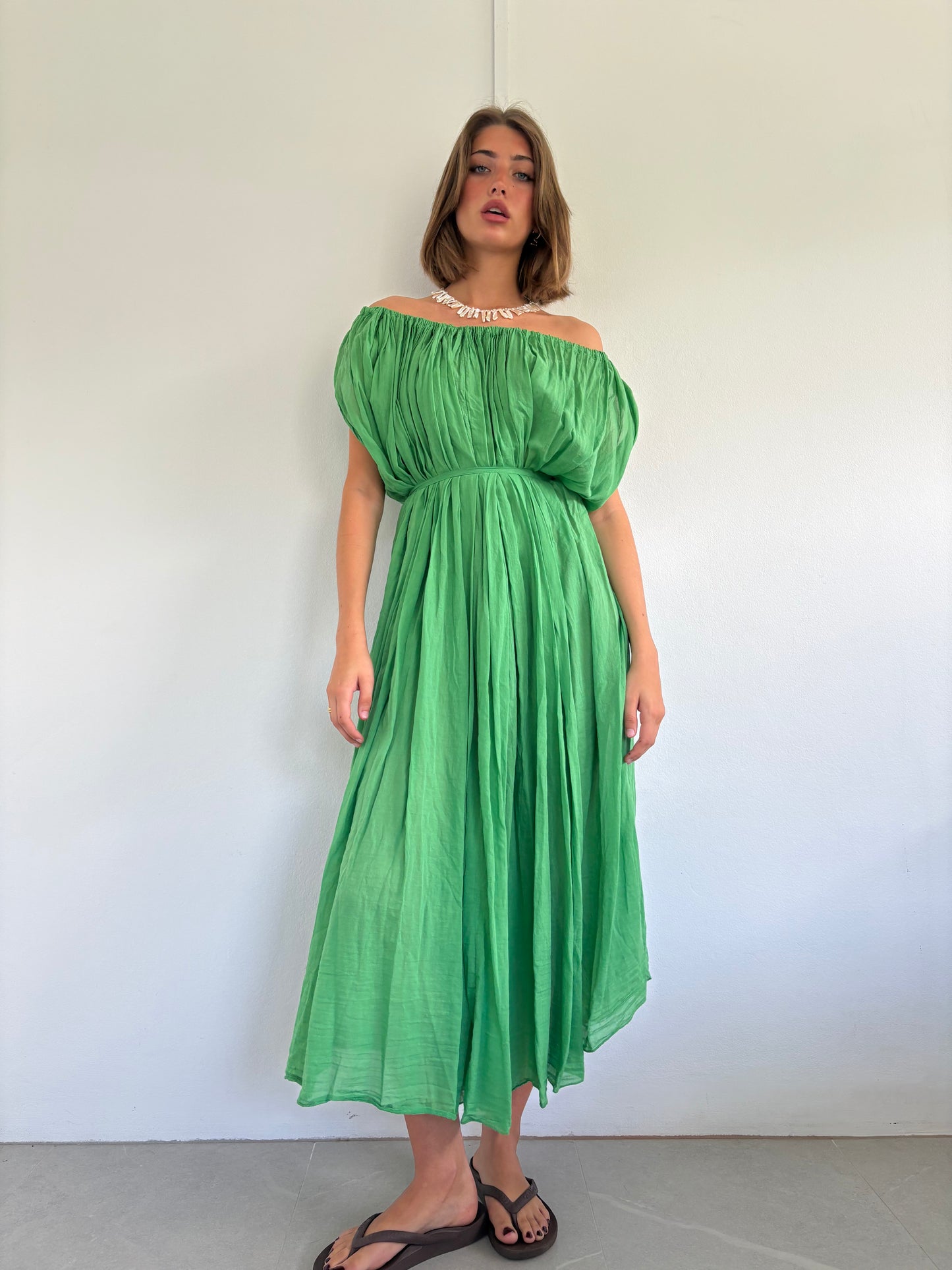 Italian Cotton Dress - Green