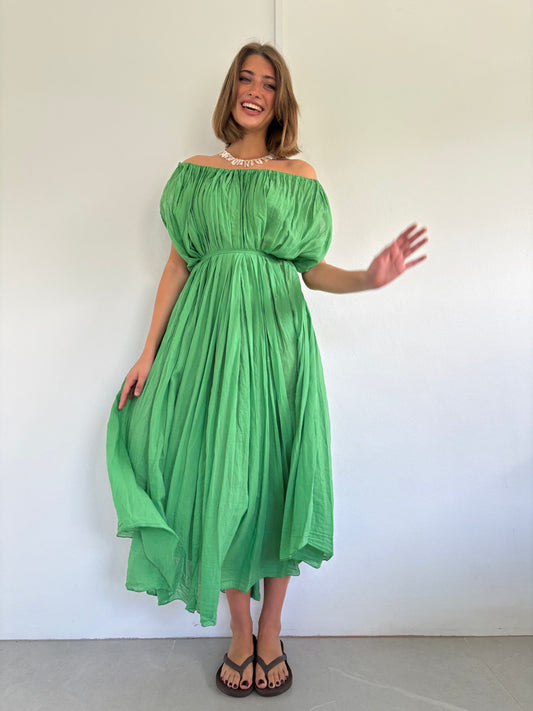 Italian Cotton Dress - Green