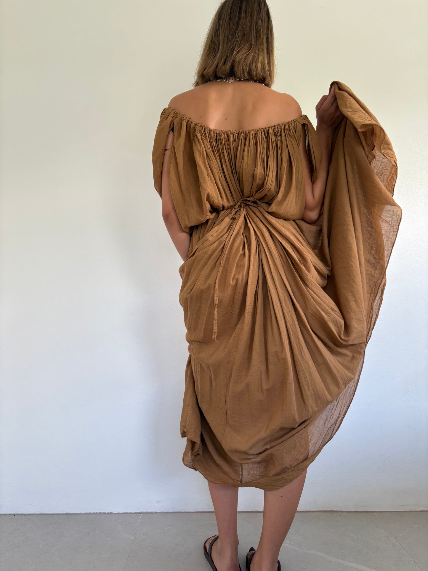 Italian Cotton Dress - Caramel