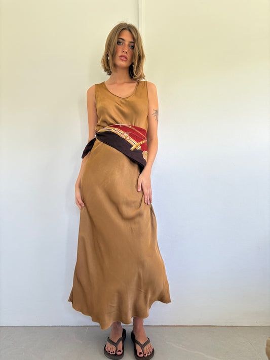Italian Slip Dress - Caramel