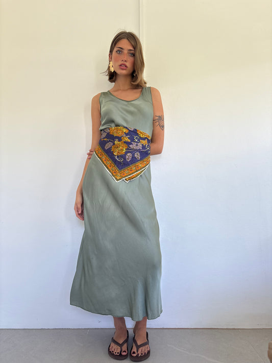Italian Silk Dress - Olive