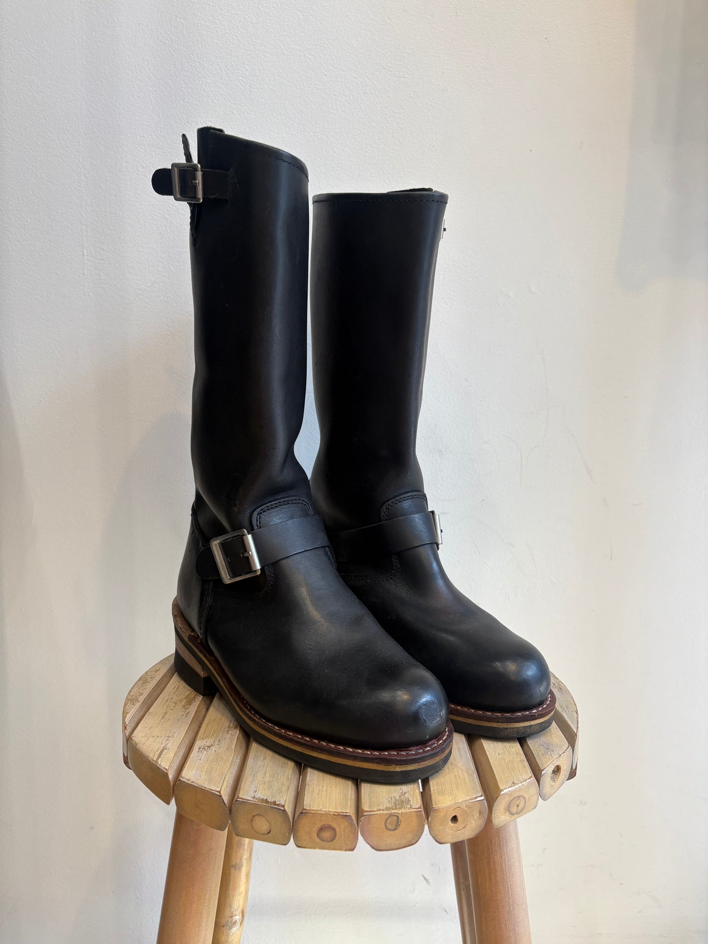 Black leather boots
