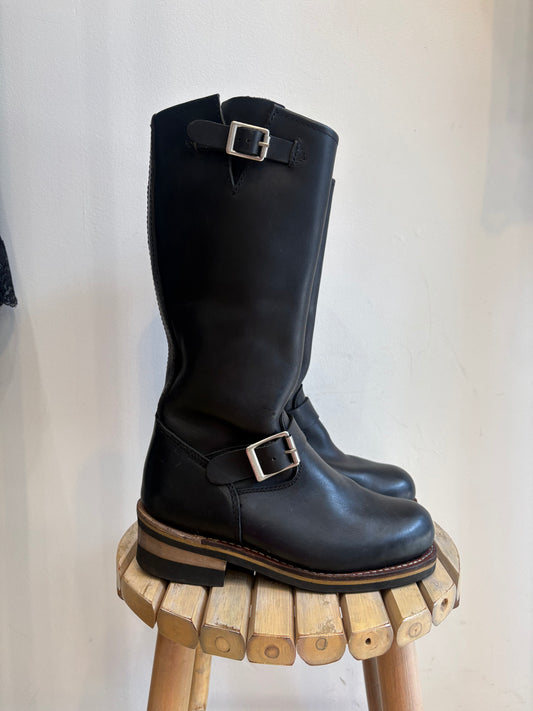 Black leather boots