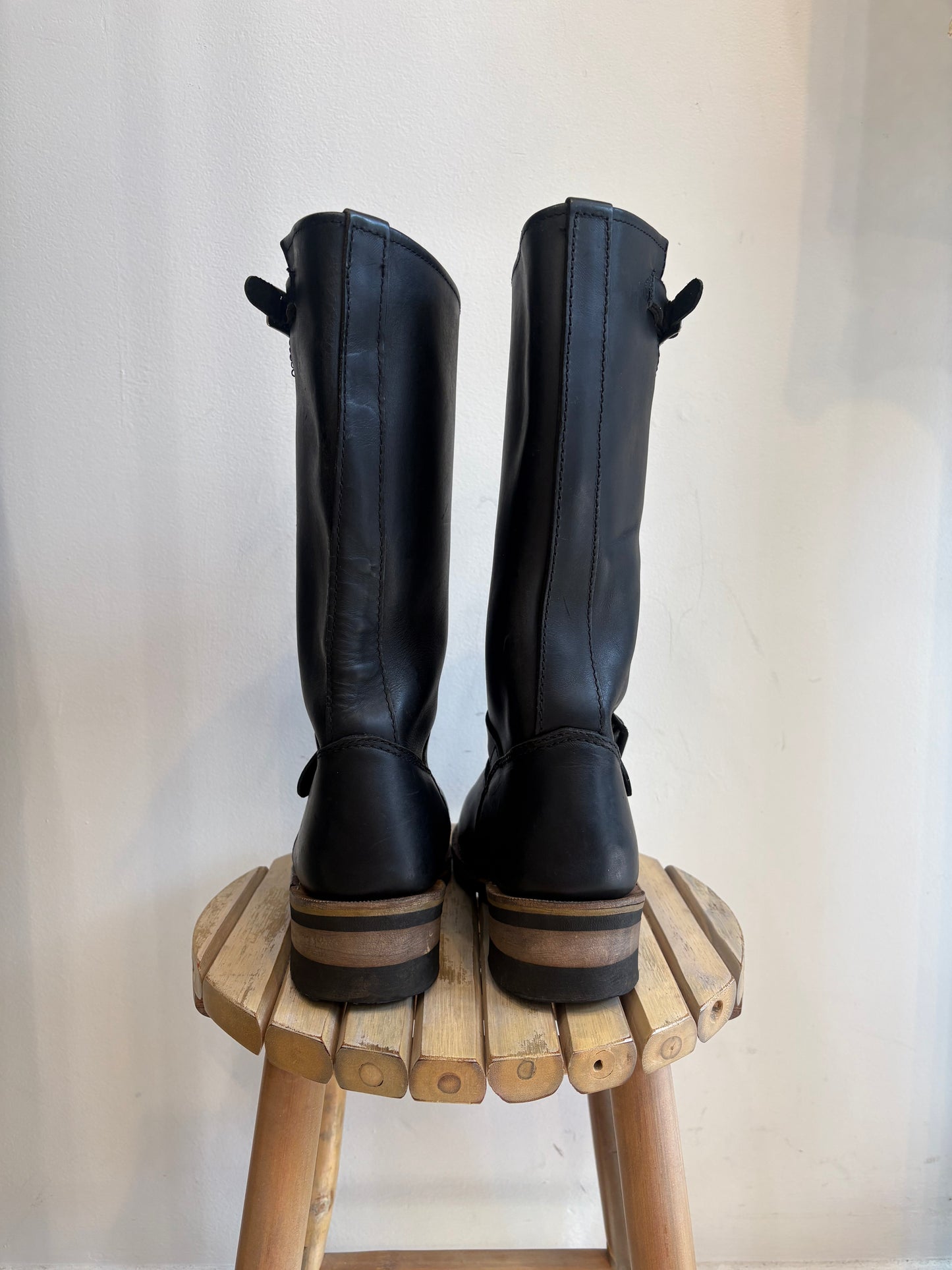 Black leather boots
