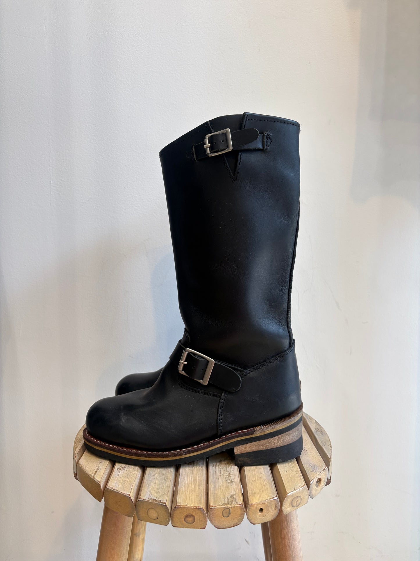 Black leather boots