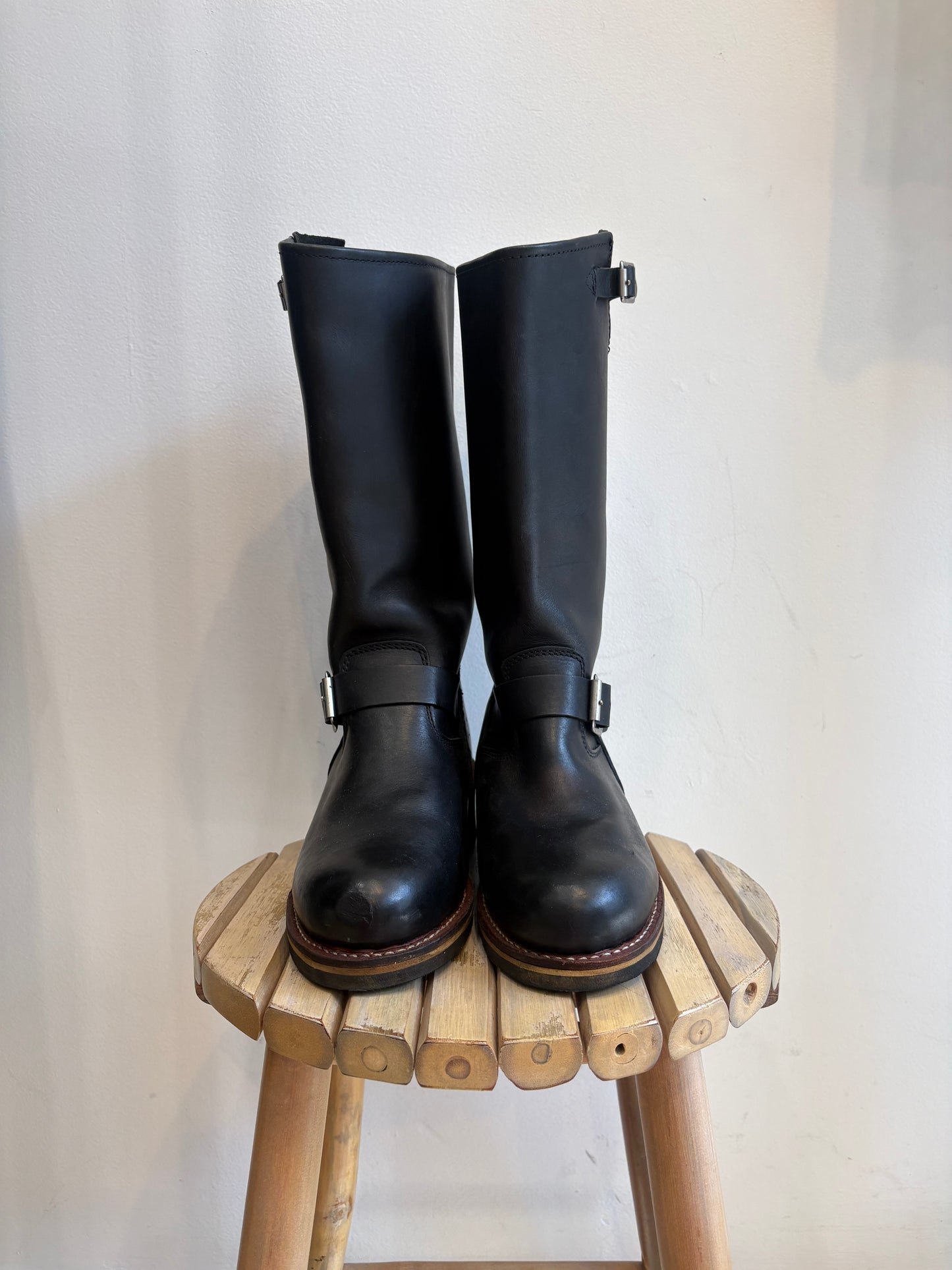 Black leather boots