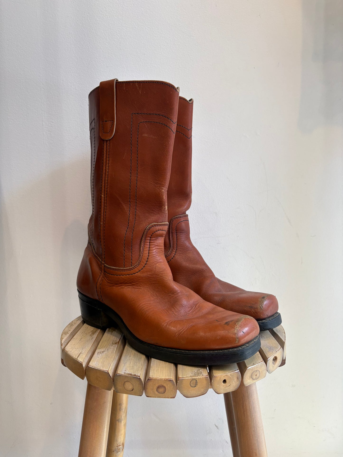 Tan leather boots