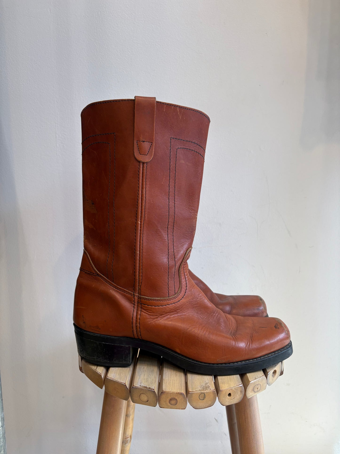 Tan leather boots