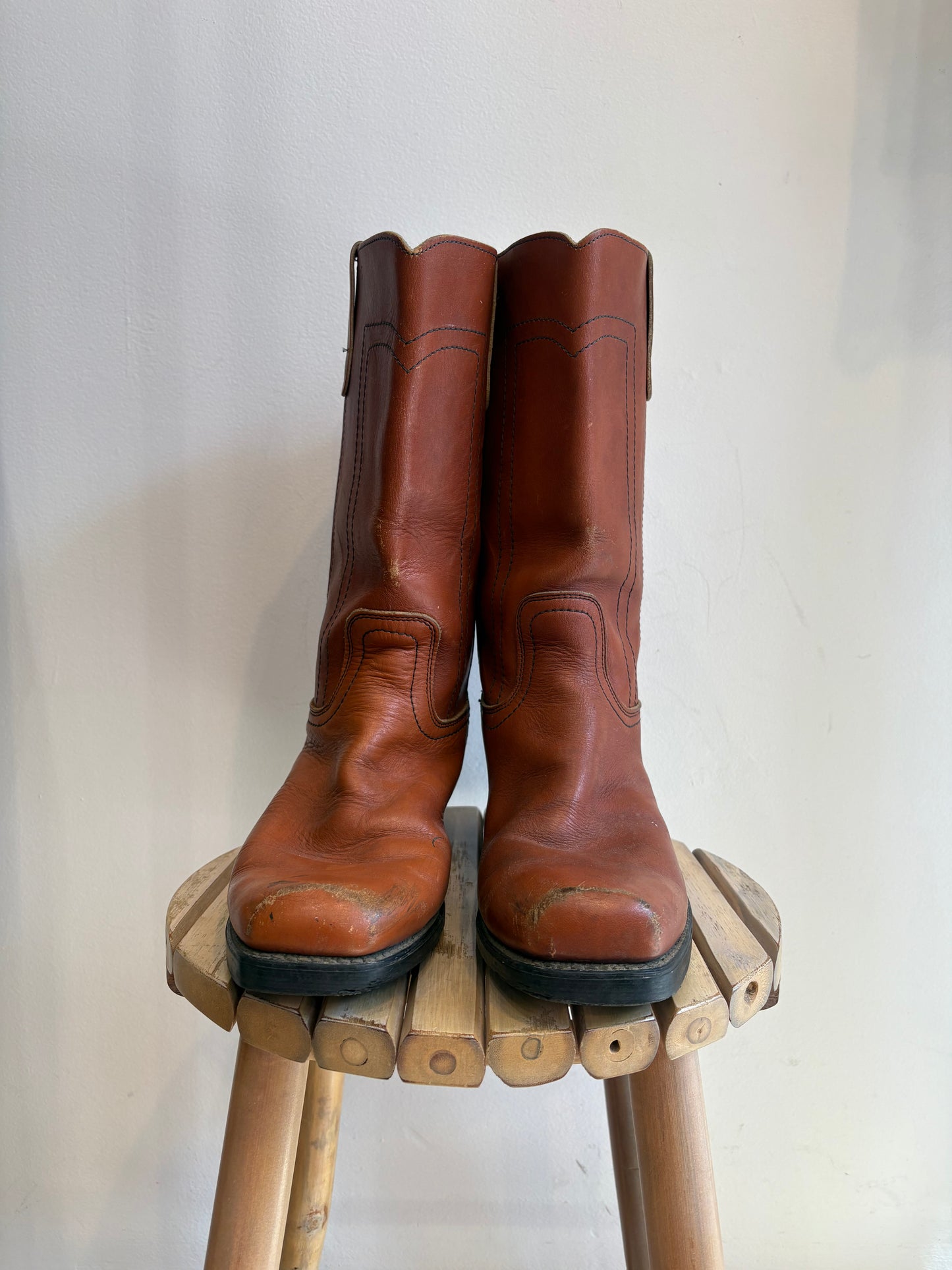Tan leather boots