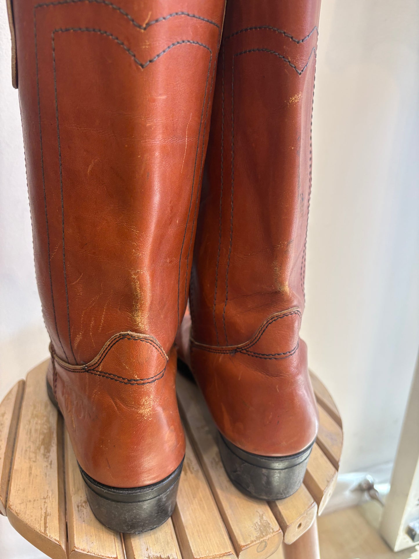 Tan leather boots