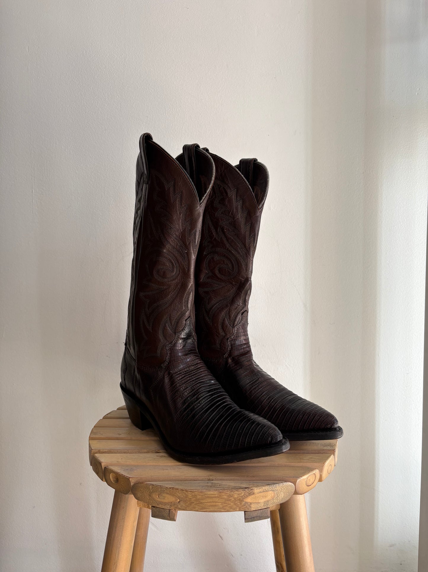Genuine tegu lizard western boots
