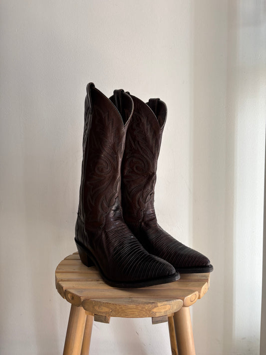 Genuine tegu lizard western boots