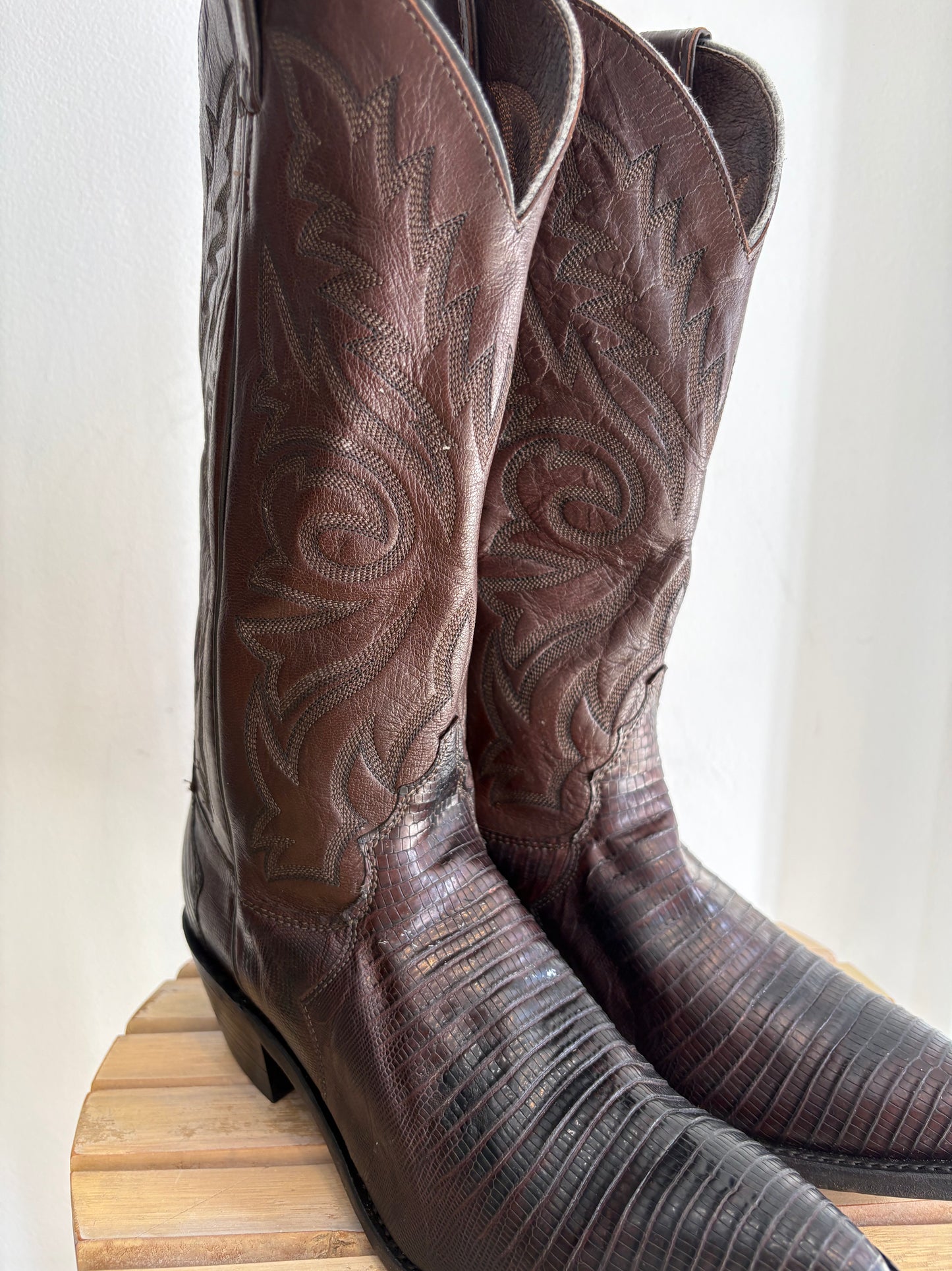 Genuine tegu lizard western boots