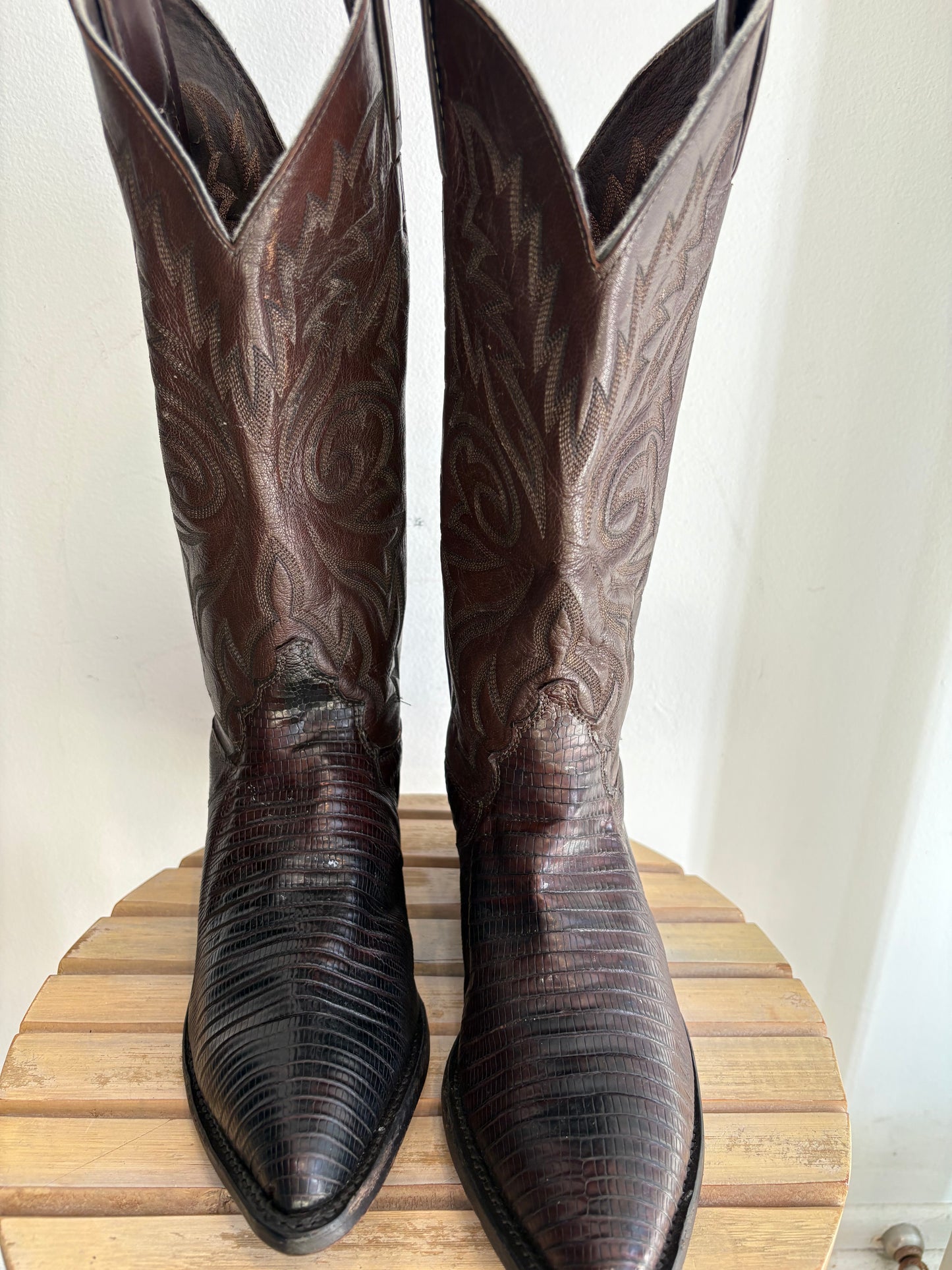 Genuine tegu lizard western boots