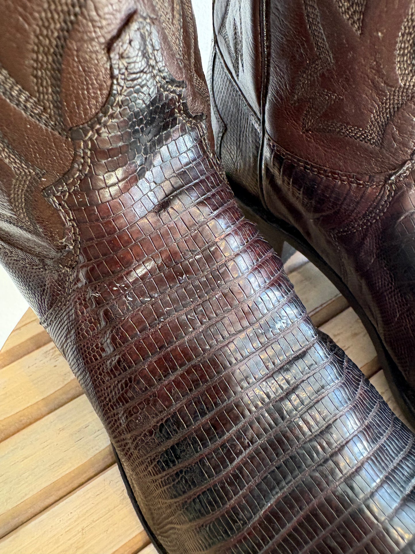 Genuine tegu lizard western boots